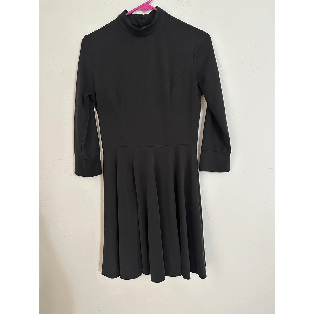 Altard State Black Mock Neck Fit Flare Long Sleeve Dress Size Small